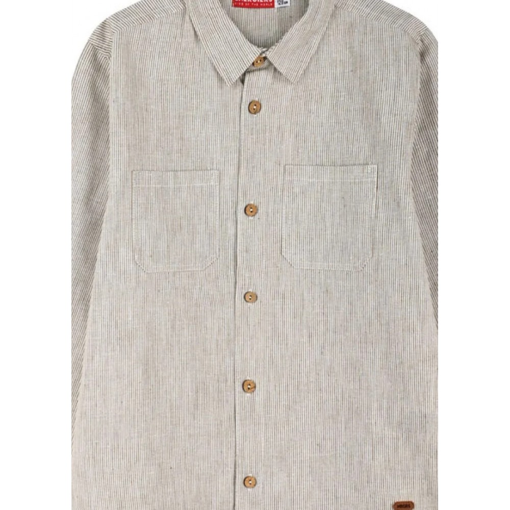 Εφηβικό Πουκάμισο με Ρίγα Αγόρι (6-16) -Μπεζ- 13-226010-4