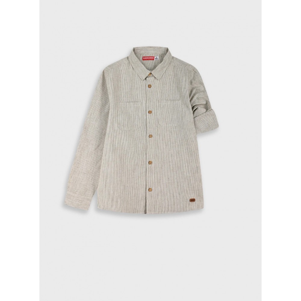 Εφηβικό Πουκάμισο με Ρίγα Αγόρι (6-16) -Μπεζ- 
