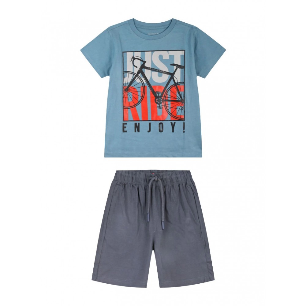 Εφηβικό Σετ Μακό με Μπλούζα Enjoy και Βερμούδα Αγόρι (6-16) –Ανθρακί– 13-226011-0