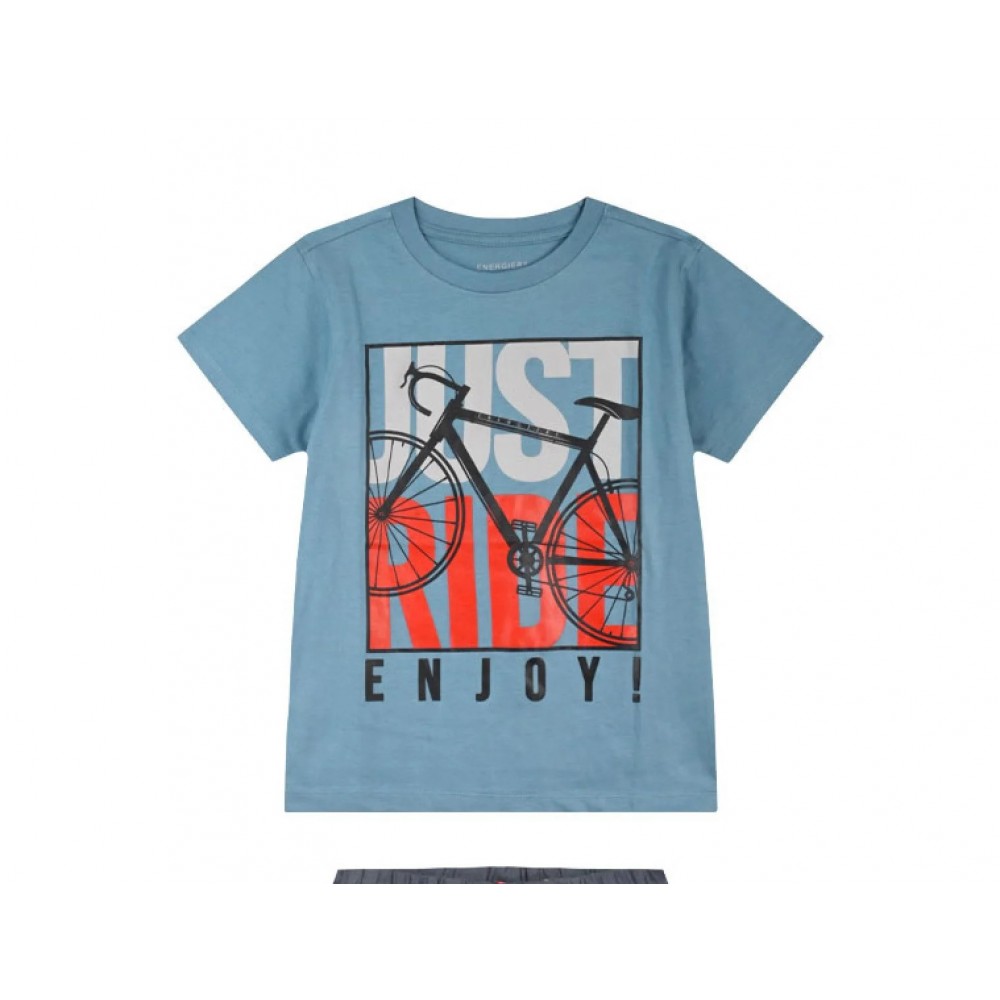 Εφηβικό Σετ Μακό με Μπλούζα Enjoy και Βερμούδα Αγόρι (6-16) –Ανθρακί– 13-226011-0