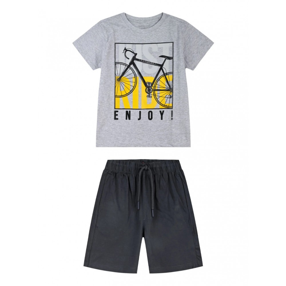 Εφηβικό Σετ Μακό με Μπλούζα Enjoy και Βερμούδα Αγόρι (6-16) –Μαύρο– 13-226011-0