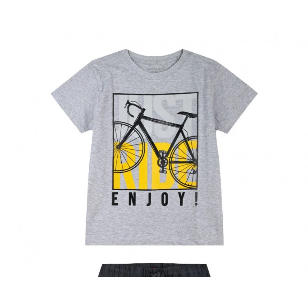 Εφηβικό Σετ Μακό με Μπλούζα Enjoy και Βερμούδα Αγόρι (6-16) –Μαύρο– 13-226011-0