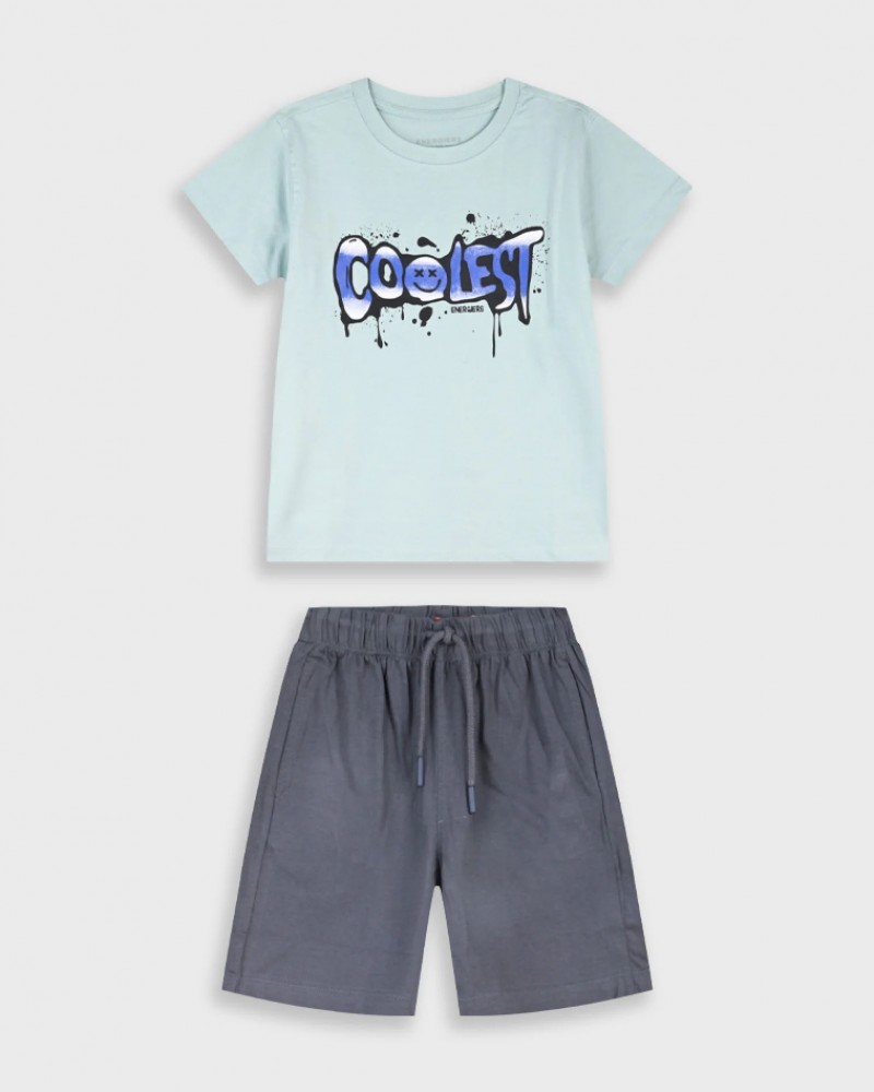 Εφηβικό Σετ Μακό με Μπλούζα Coolest και Βερμούδα Αγόρι (6-16) –Ανθρακί– 