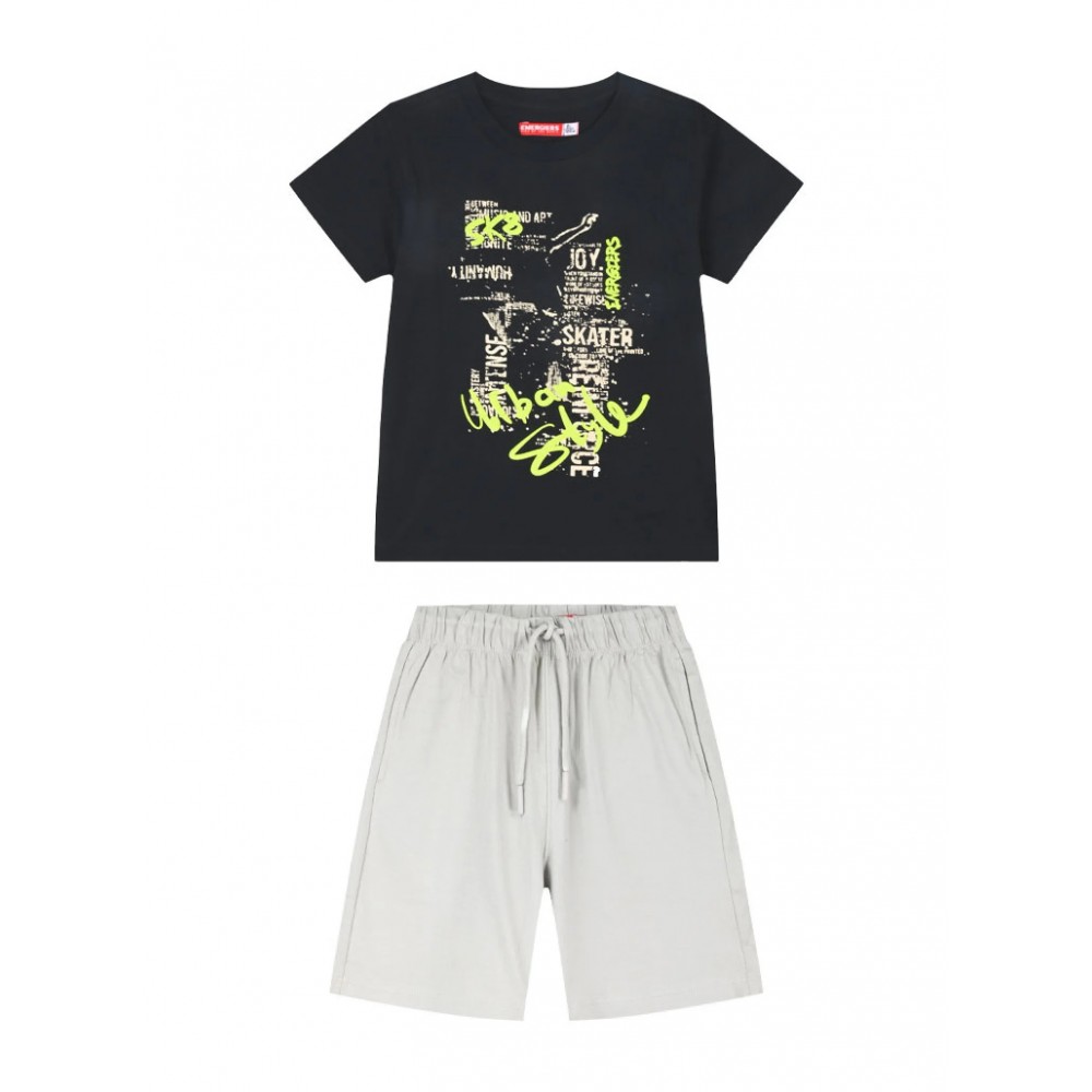 Εφηβικό Σετ Μακό με Μπλούζα Sk 8 και Βερμούδα Αγόρι (6-16) –Μπεζ– 
