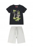 Εφηβικό Σετ Μακό με Μπλούζα Sk 8 και Βερμούδα Αγόρι (6-16) –Μπεζ– 