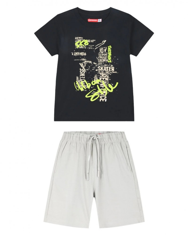 Εφηβικό Σετ Μακό με Μπλούζα Sk 8 και Βερμούδα Αγόρι (6-16) –Μπεζ– 