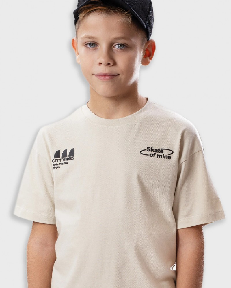 Εφηβική T-Shirt Μπλούζα με Τύπωμα Skate of Mine Αγόρι (6-16) -Βανίλια- 