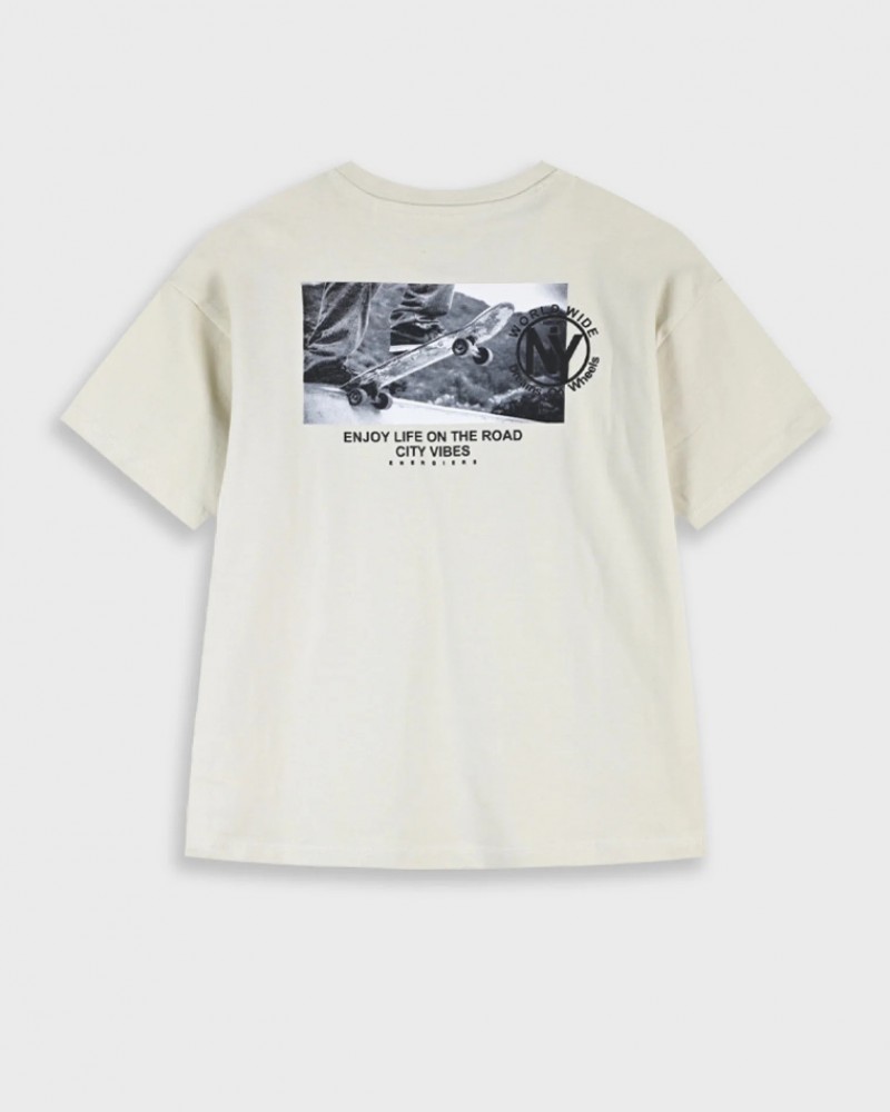 Εφηβική T-Shirt Μπλούζα με Τύπωμα Skate of Mine Αγόρι (6-16) -Βανίλια- 