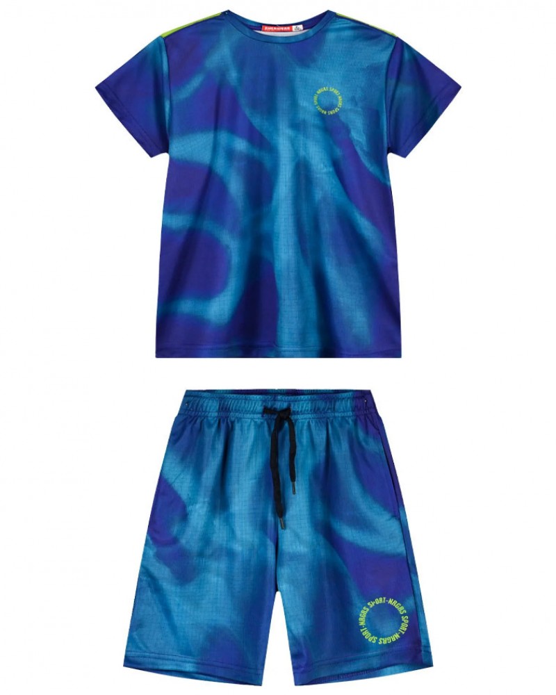 Εφηβικό Σετ Αθλητικό Ντεγκραντέ με Μπλούζα Sport και Βερμούδα Αγόρι (6-16) –Dream Blue– 