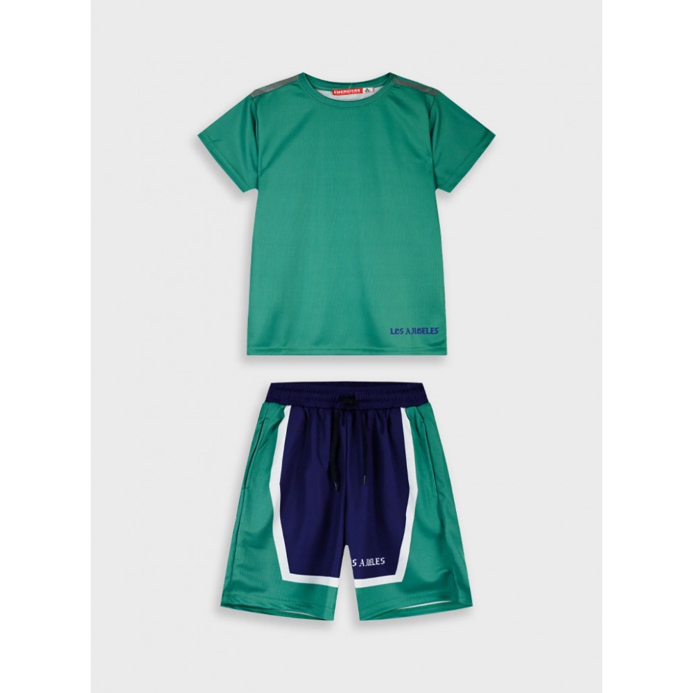 Εφηβικό Σετ Αθλητικό με Μπλούζα Sport και Βερμούδα Αγόρι (6-16) –Μπλε/Πράσινο– 13-226031-0