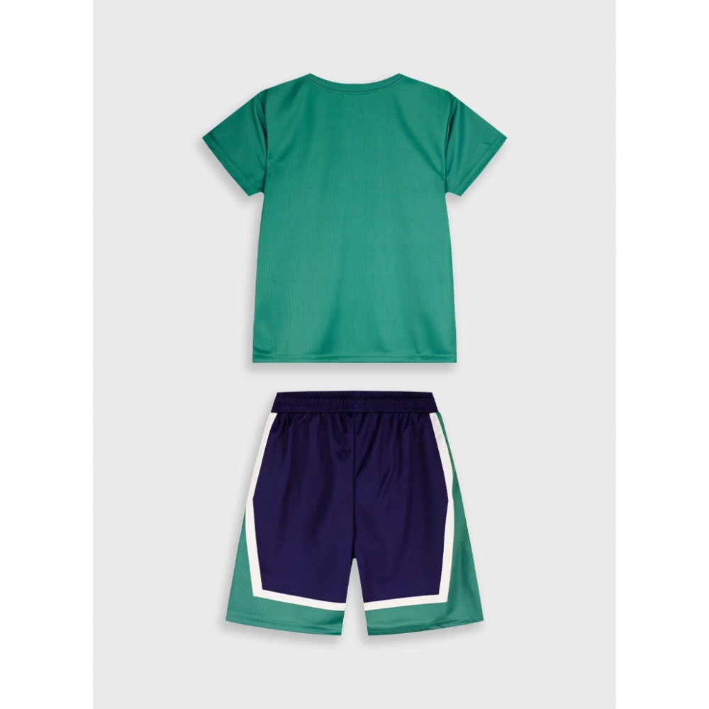 Εφηβικό Σετ Αθλητικό με Μπλούζα Sport και Βερμούδα Αγόρι (6-16) –Μπλε/Πράσινο– 13-226031-0