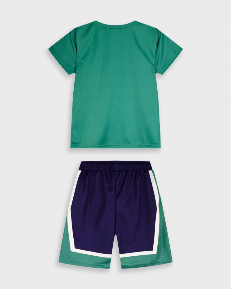 Εφηβικό Σετ Αθλητικό με Μπλούζα Sport και Βερμούδα Αγόρι (6-16) –Μπλε/Πράσινο– 