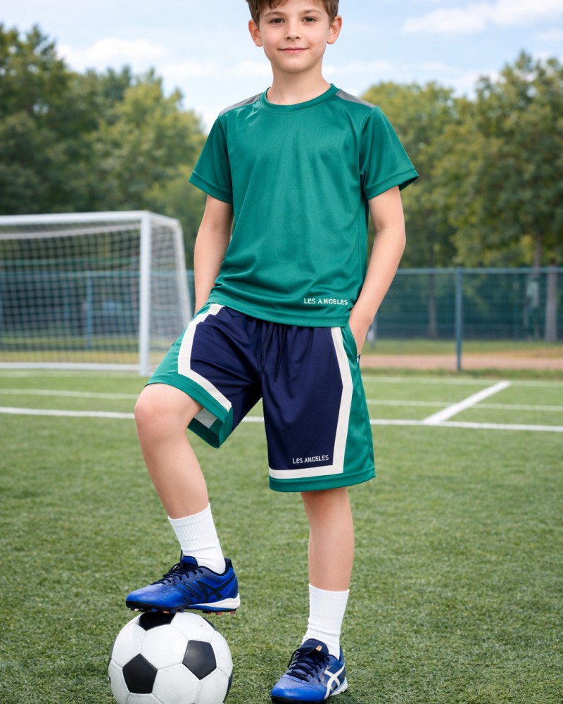 Εφηβικό Σετ Αθλητικό με Μπλούζα Sport και Βερμούδα Αγόρι (6-16) –Μπλε/Πράσινο– 