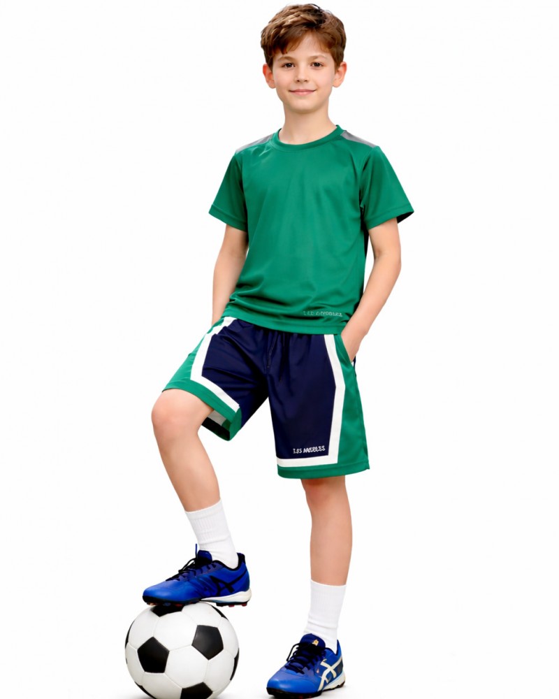 Εφηβικό Σετ Αθλητικό με Μπλούζα Sport και Βερμούδα Αγόρι (6-16) –Μπλε/Πράσινο– 