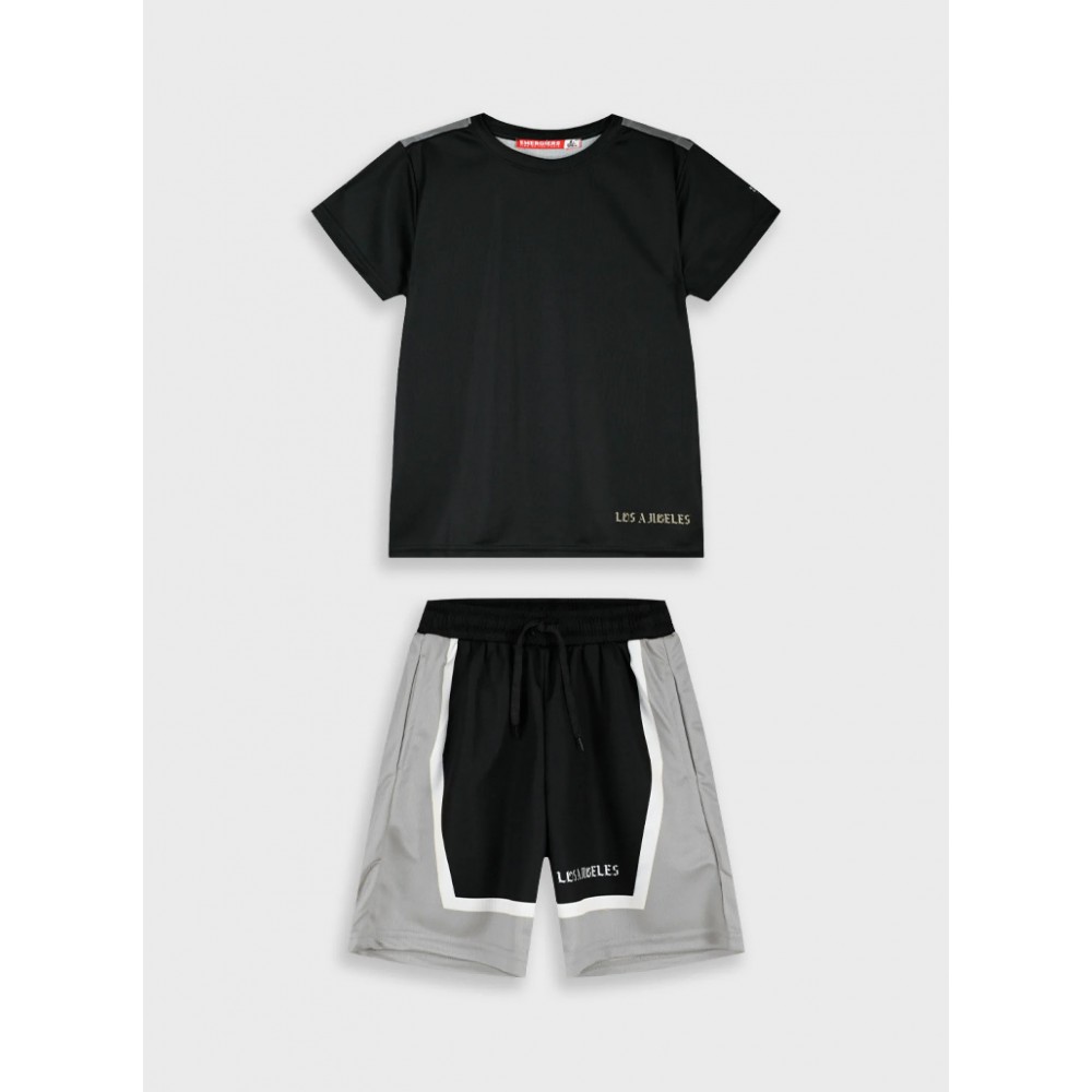 Εφηβικό Σετ Αθλητικό με Μπλούζα Sport και Βερμούδα Αγόρι (6-16) –Σκούρο Γκρι– 13-226031-0