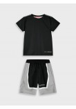 Εφηβικό Σετ Αθλητικό με Μπλούζα Sport και Βερμούδα Αγόρι (6-16) –Σκούρο Γκρι– 