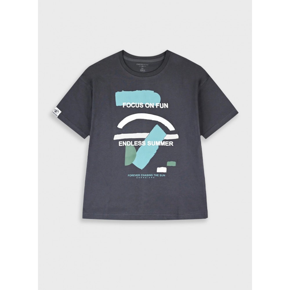Εφηβική T-Shirt Μπλούζα με Τύπωμα Focus on Fun Αγόρι (6-16) -Ανθρακί- 13-226031-5