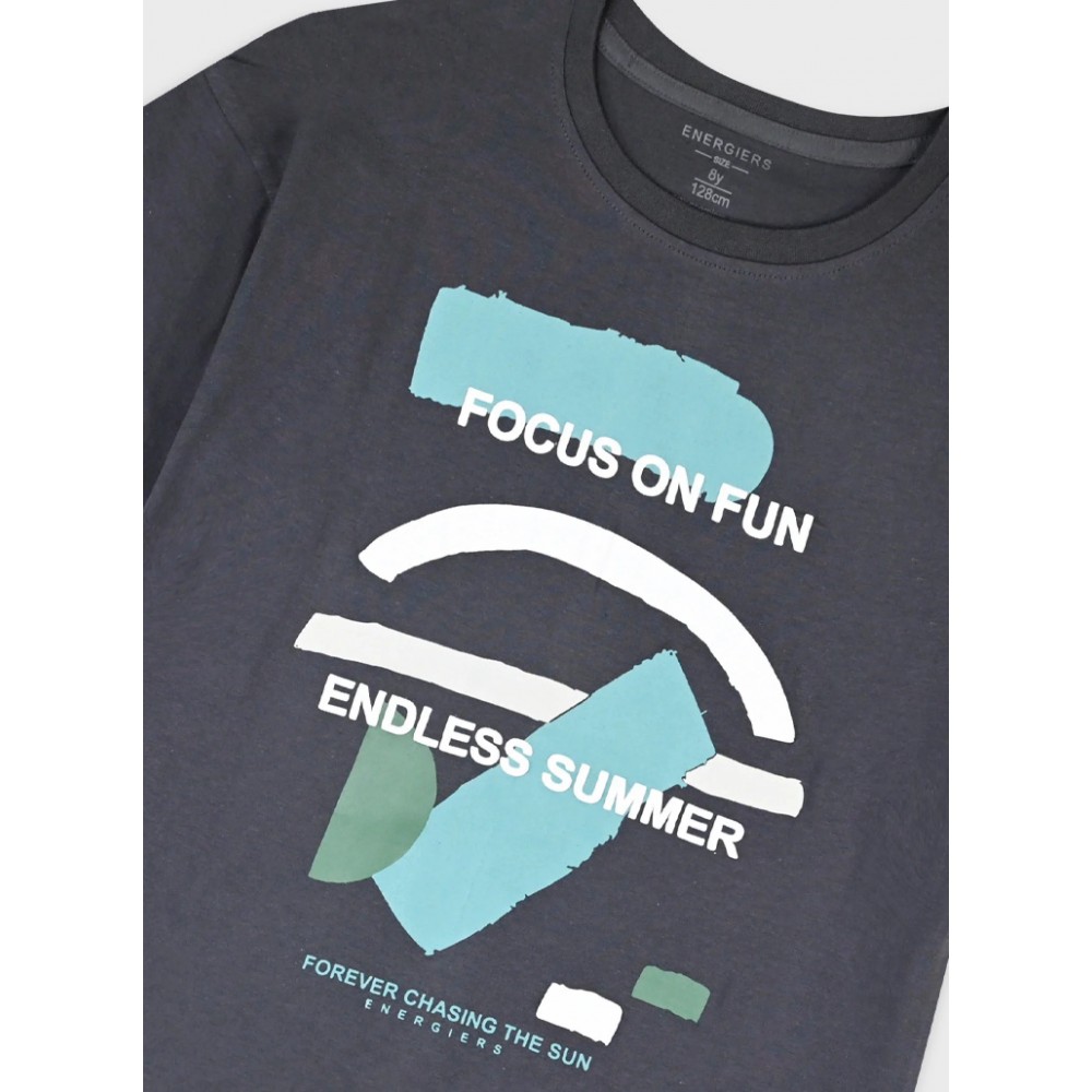 Εφηβική T-Shirt Μπλούζα με Τύπωμα Focus on Fun Αγόρι (6-16) -Ανθρακί- 13-226031-5