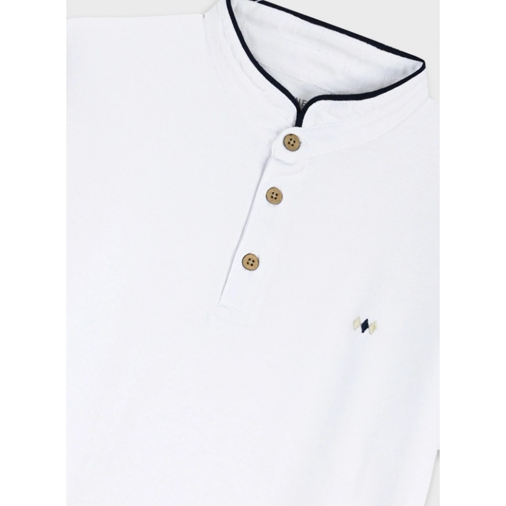 Εφηβική Μπλούζα Τύπου Polo Με Μάο Γιακά Αγόρι (6-16) -Λευκό- 13-226034-5