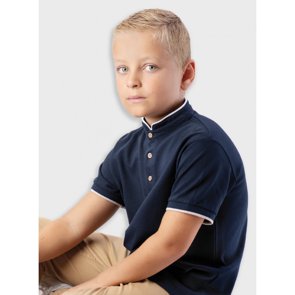 Εφηβική Μπλούζα Τύπου Polo Με Μάο Γιακά Αγόρι (6-16) -Μαρέν- 13-226034-5