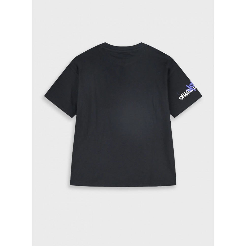 Εφηβική T-Shirt Μπλούζα με Τύπωμα Stay AweSome Αγόρι (6-16) -Μαύρο- 13-226040-5