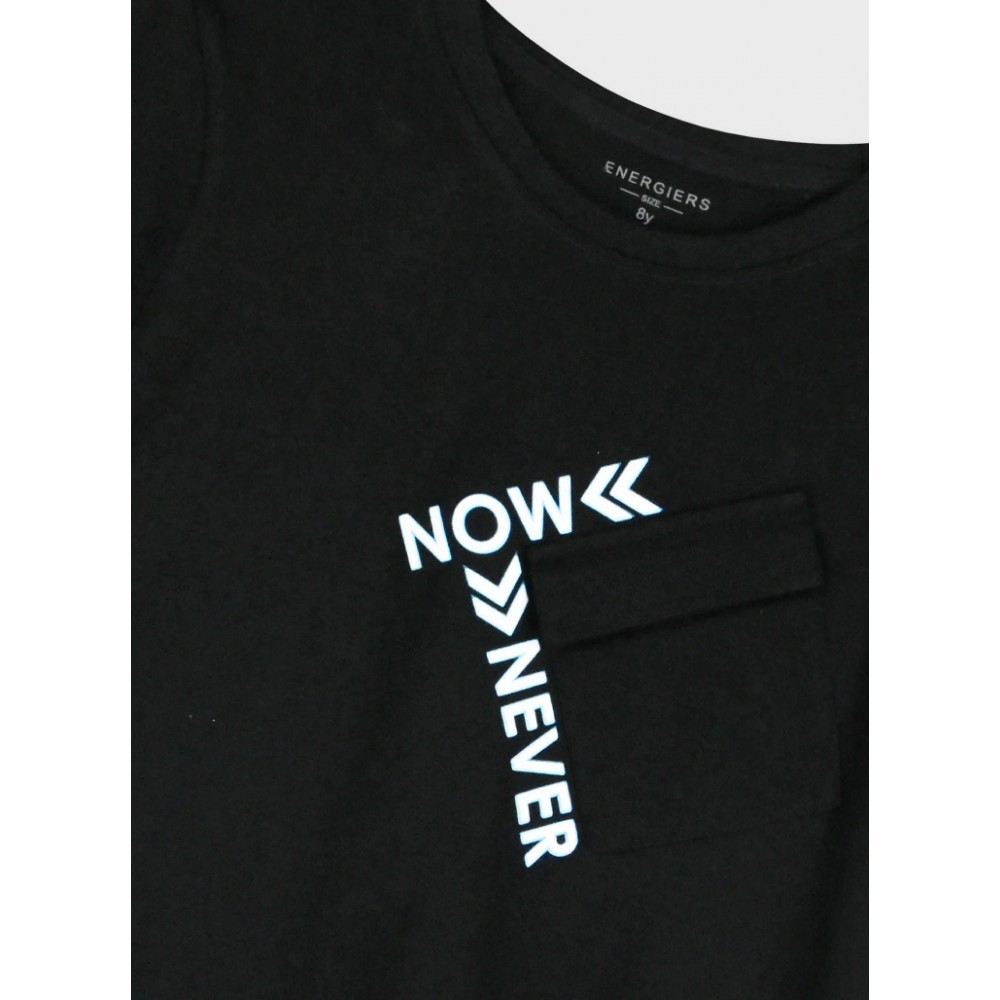 Εφηβικό Σετ Μακό με Μπλούζα Now or Never και Βερμούδα Αγόρι (6-16) –Μελανζέ– 13-226043-0