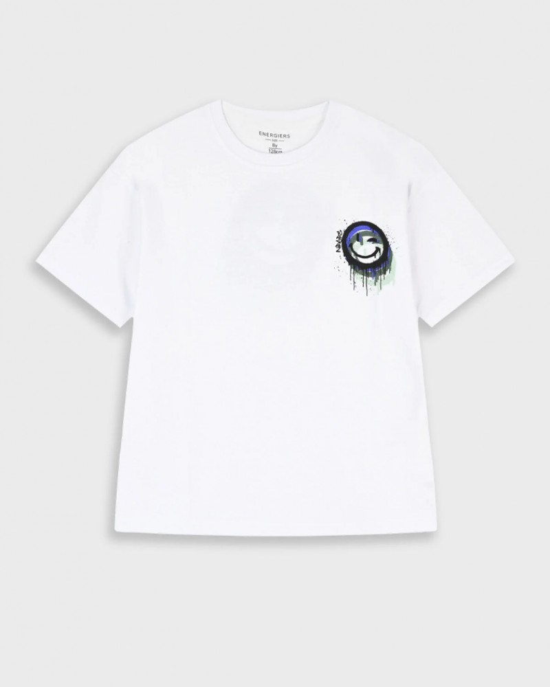 Εφηβική T-Shirt Μπλούζα με Τύπωμα Just Smile Edition Αγόρι (6-16) -Λευκό- 