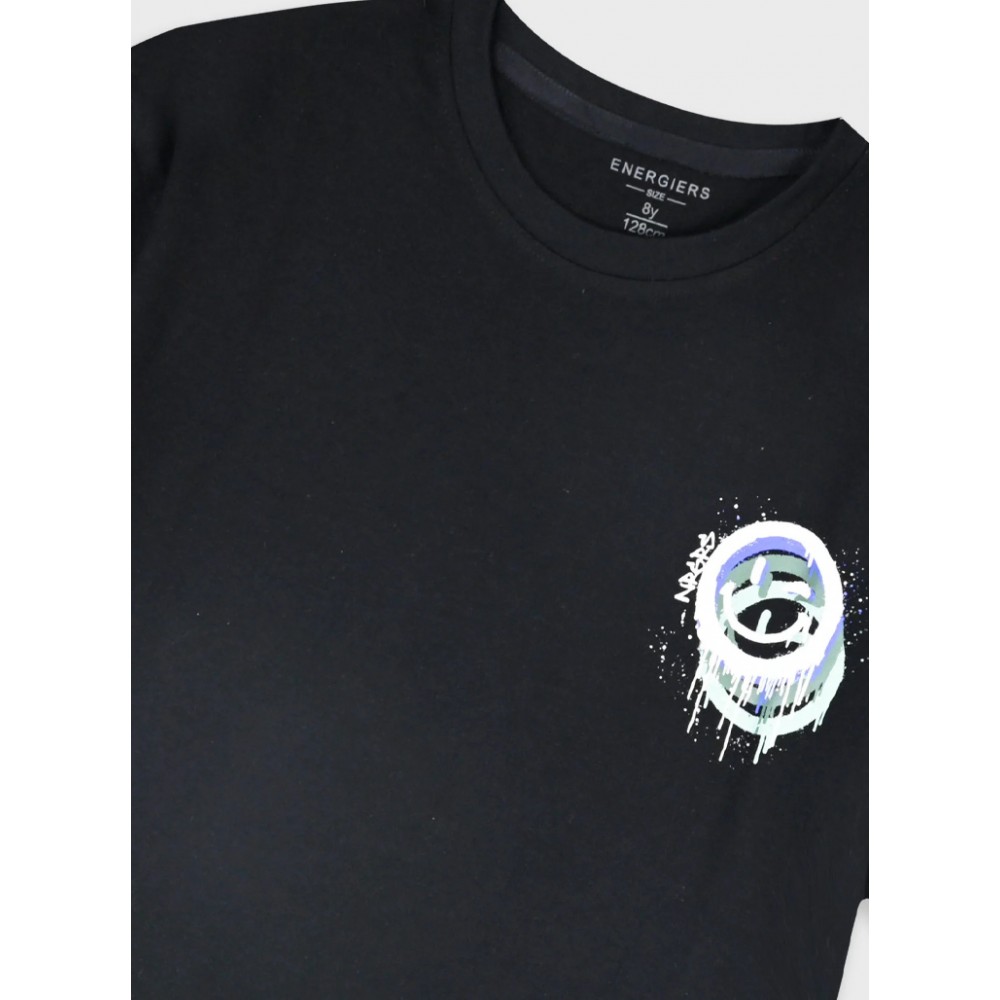 Εφηβική T-Shirt Μπλούζα με Τύπωμα Just Smile Edition Αγόρι (6-16) -Μαύρο- 13-226044-5