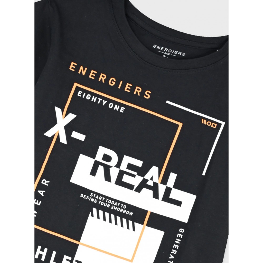 Εφηβικό Σετ Μακό με Μπλούζα Real Athletic και Βερμούδα Αγόρι (6-16) –Πορτοκαλί– 