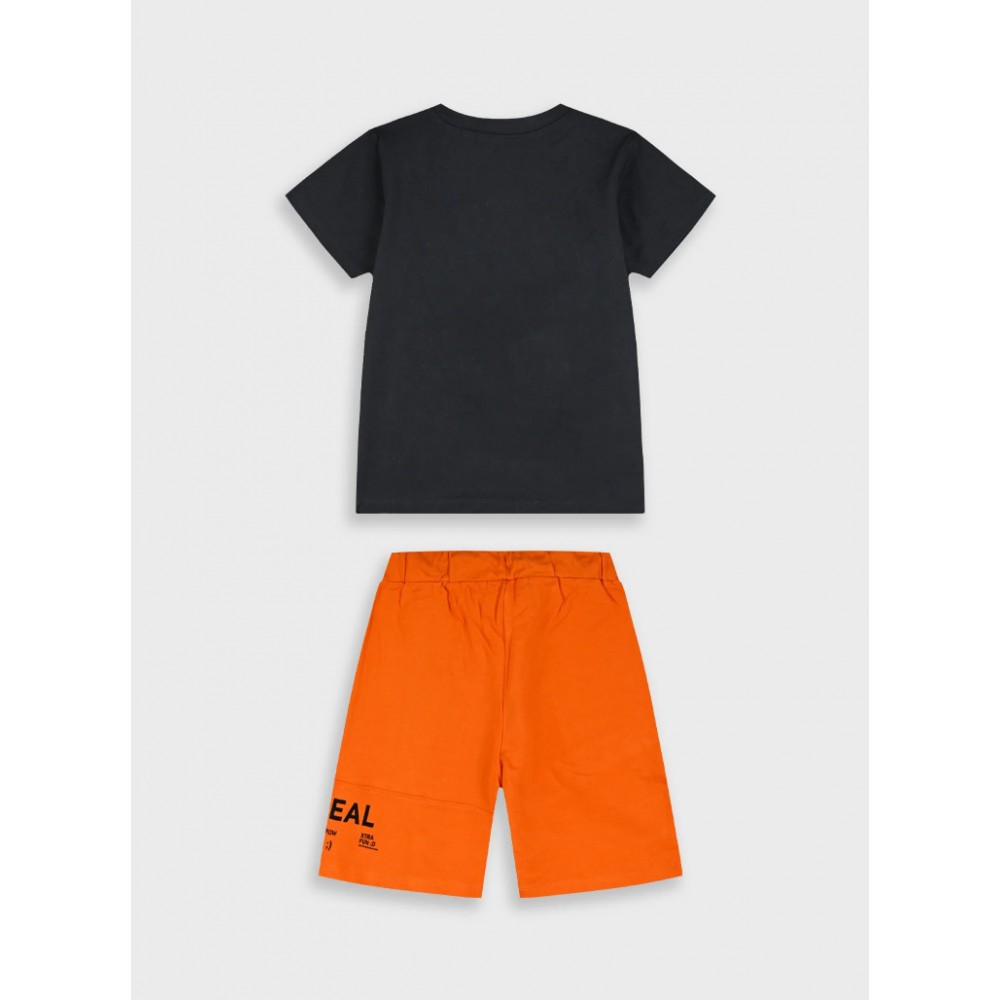 Εφηβικό Σετ Μακό με Μπλούζα Real Athletic και Βερμούδα Αγόρι (6-16) –Πορτοκαλί– 13-226047-0