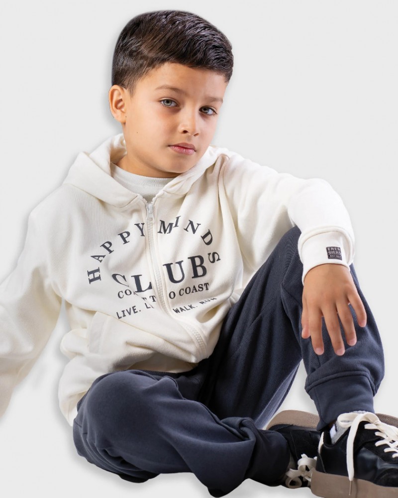 Εφηβικό Σετ Εποχής με Ζακέτα Happy Minds και Παντελόνι Φόρμας Αγόρι (6-16) -Ανθρακί- 