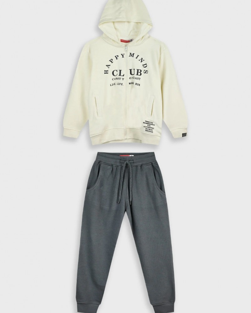 Εφηβικό Σετ Εποχής με Ζακέτα Happy Minds και Παντελόνι Φόρμας Αγόρι (6-16) -Ανθρακί- 