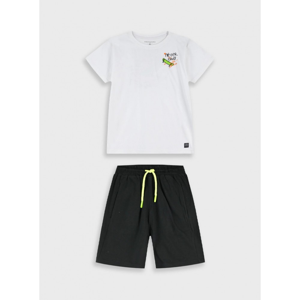 Εφηβικό Σετ Μακό με Μπλούζα Skate Board και Βερμούδα Αγόρι (6-16) –Μαύρο– 