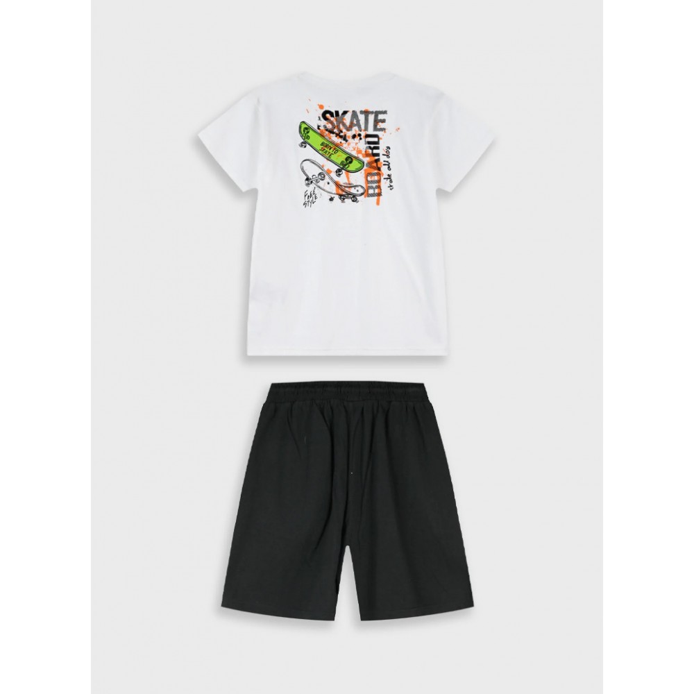 Εφηβικό Σετ Μακό με Μπλούζα Skate Board και Βερμούδα Αγόρι (6-16) –Μαύρο– 