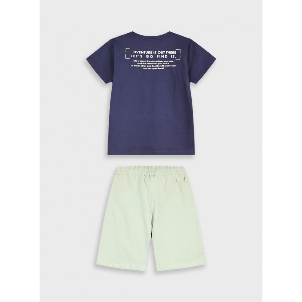 Εφηβικό Σετ Μακό με Μπλούζα The World is Out There και Βερμούδα Αγόρι (6-16) –Μπεζ– 