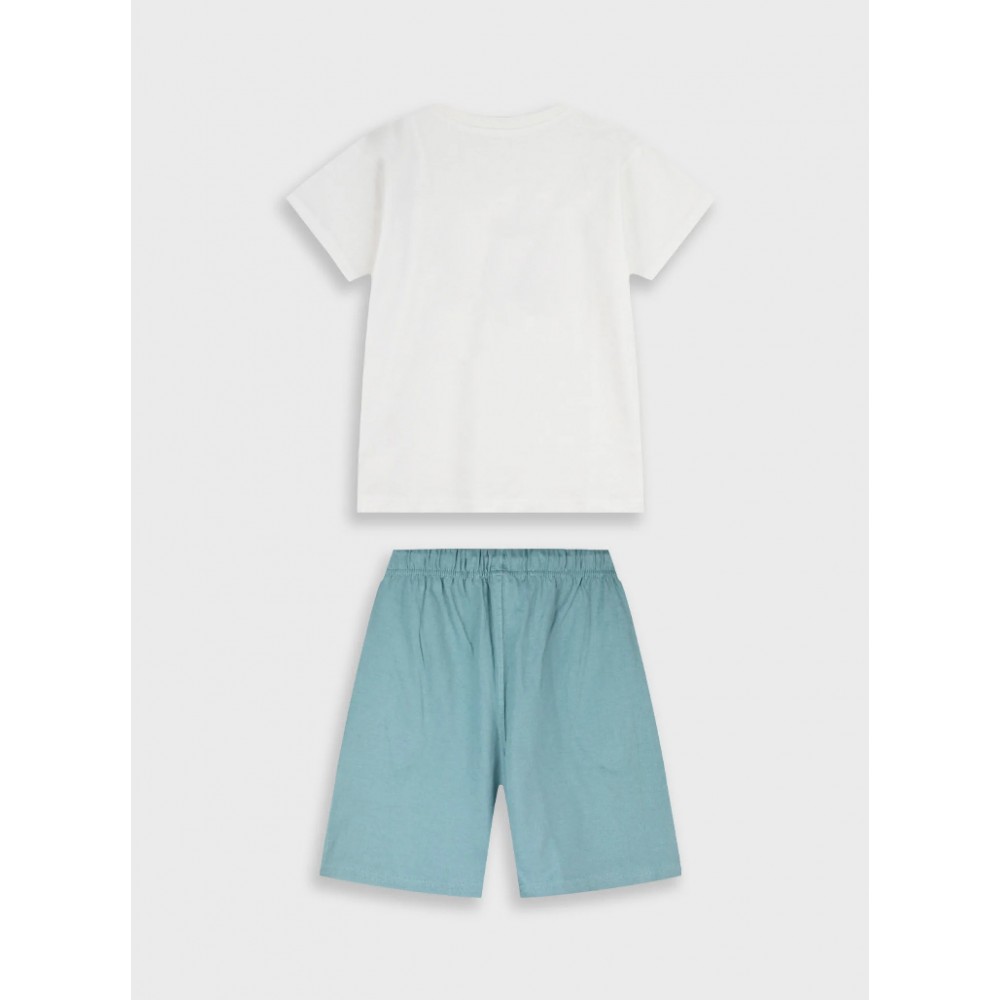 Εφηβικό Σετ Μακό με Μπλούζα Hard Work και Βερμούδα Αγόρι (6-16) –Πετρόλ– 