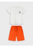 Εφηβικό Σετ Μακό με Μπλούζα Smile Edition και Βερμούδα Cargo Αγόρι (6-16) –Πάπρικα– 