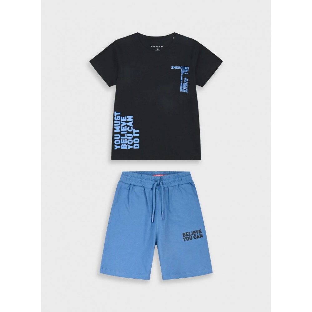 Εφηβικό Σετ Μακό με Μπλούζα Don't Give Up και Βερμούδα Αγόρι (6-16) –Ρουά– 13-226081-0