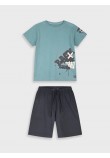 Εφηβικό Σετ Μακό με Μπλούζα Back Game και Βερμούδα Αγόρι (6-16) –Ανθρακί– 