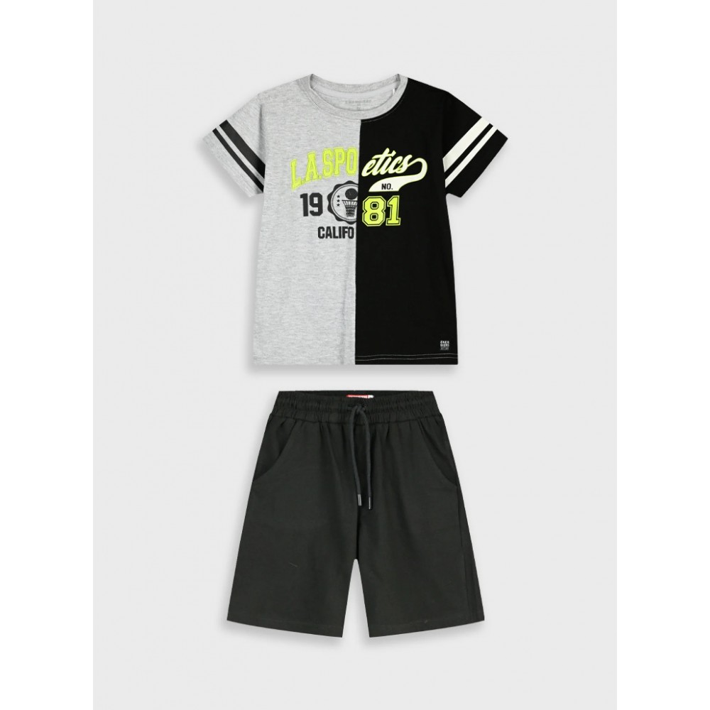 Εφηβικό Σετ Μακό με Μπλούζα L.A. Spo 81 και Βερμούδα Αγόρι (6-16) –Μαύρο– 13-226083-0