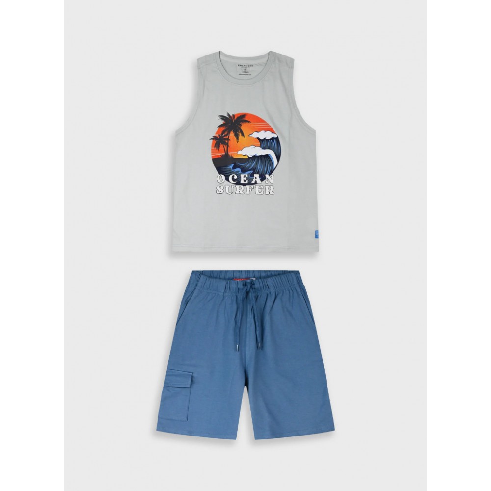 Εφηβικό Σετ με Μπλούζα Αμάνικη Ocean Surfer και Βερμούδα Cargo Αγόρι (6-16) –Ραφ– 
