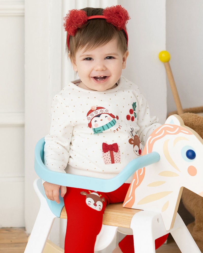 Βρεφικό Χριστουγεννιάτικο Σετ με Κολάν Merry Christmas Κορίτσι -Κόκκινο- 14-122480-0