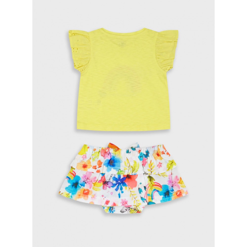 Βρεφικό Σετ Μακό Μπλουζάκι και Φούστα Βρακάκι Κορίτσι (6-24μ) -Εμπριμέ- 14-226407-0