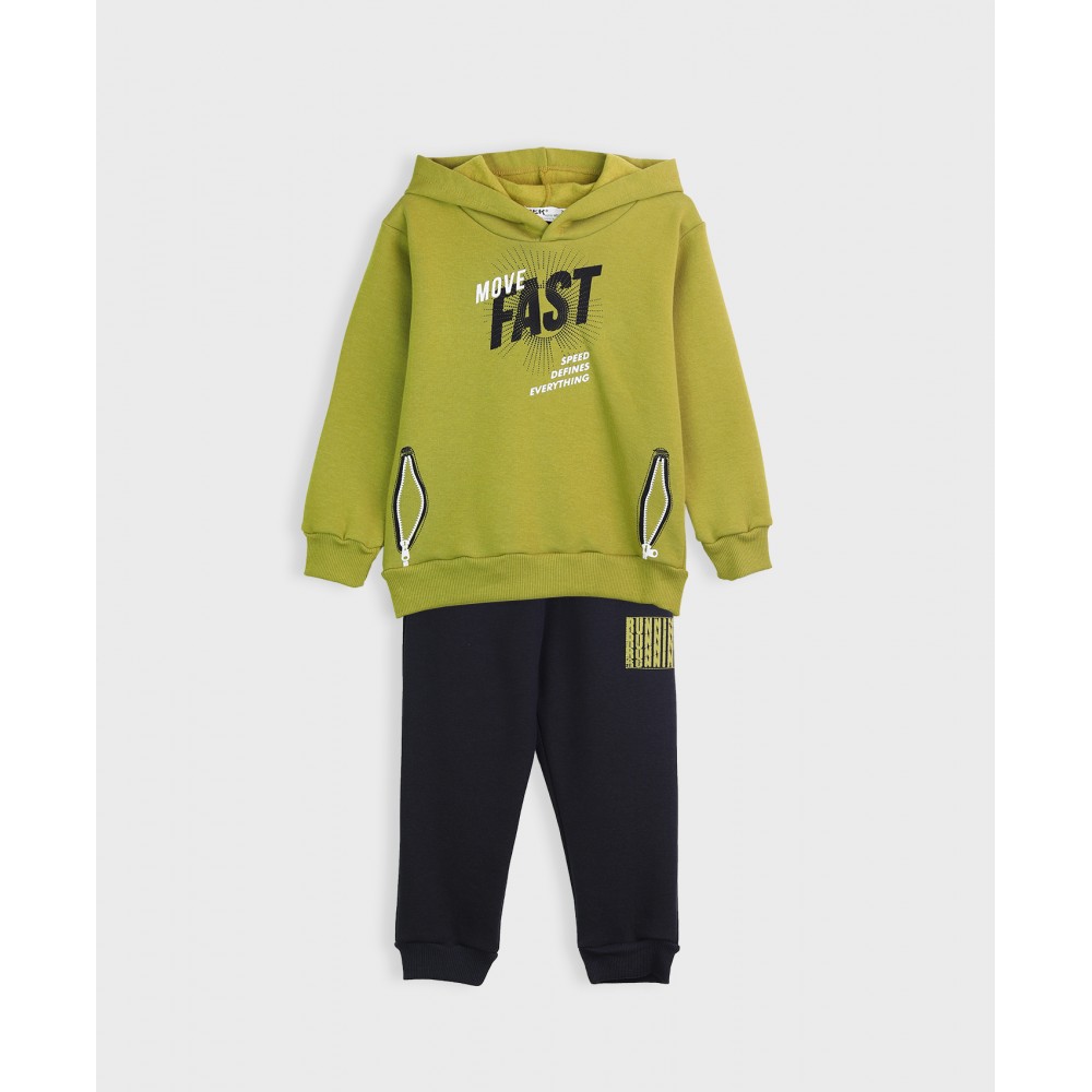 Παιδικό Casual Σετ Φούτερ Φόρμα Με Κουκούλα More Fast Αγόρι -Λαδιού- 142823