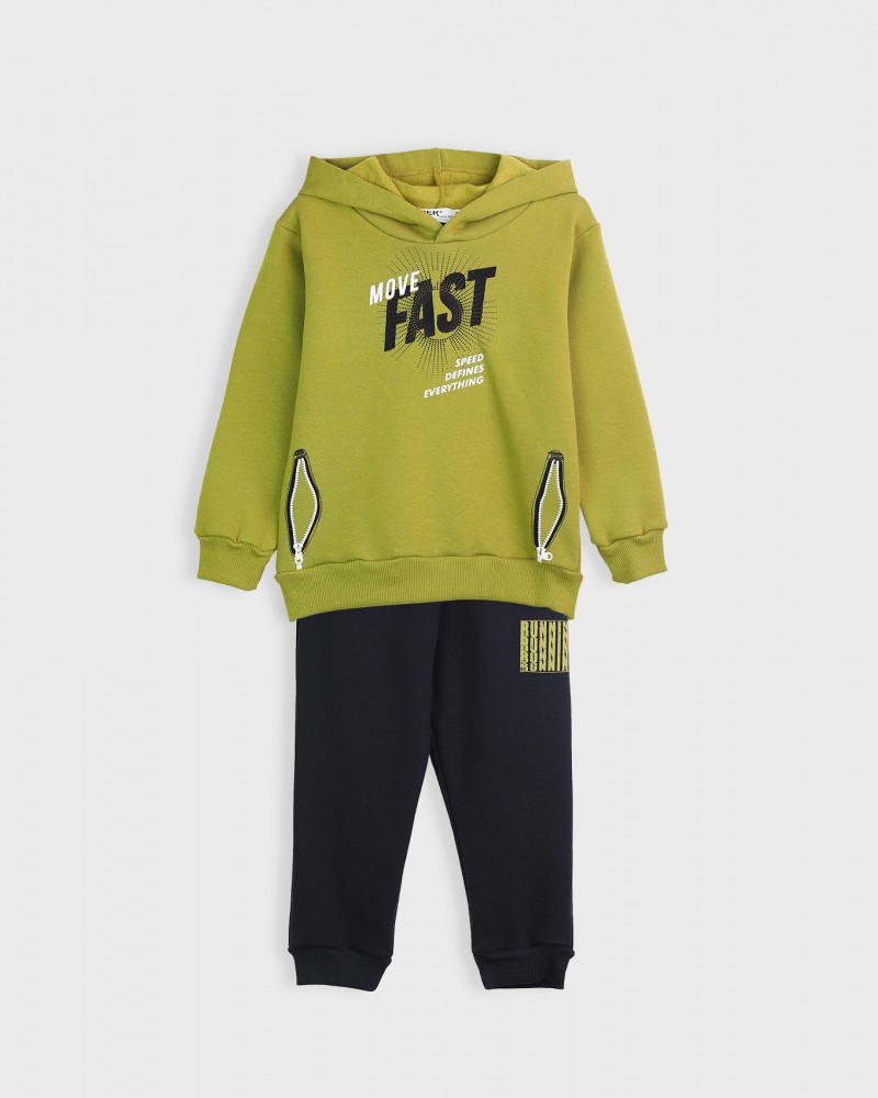 Παιδικό Casual Σετ Φούτερ Φόρμα Με Κουκούλα More Fast Αγόρι -Λαδιού- 142823