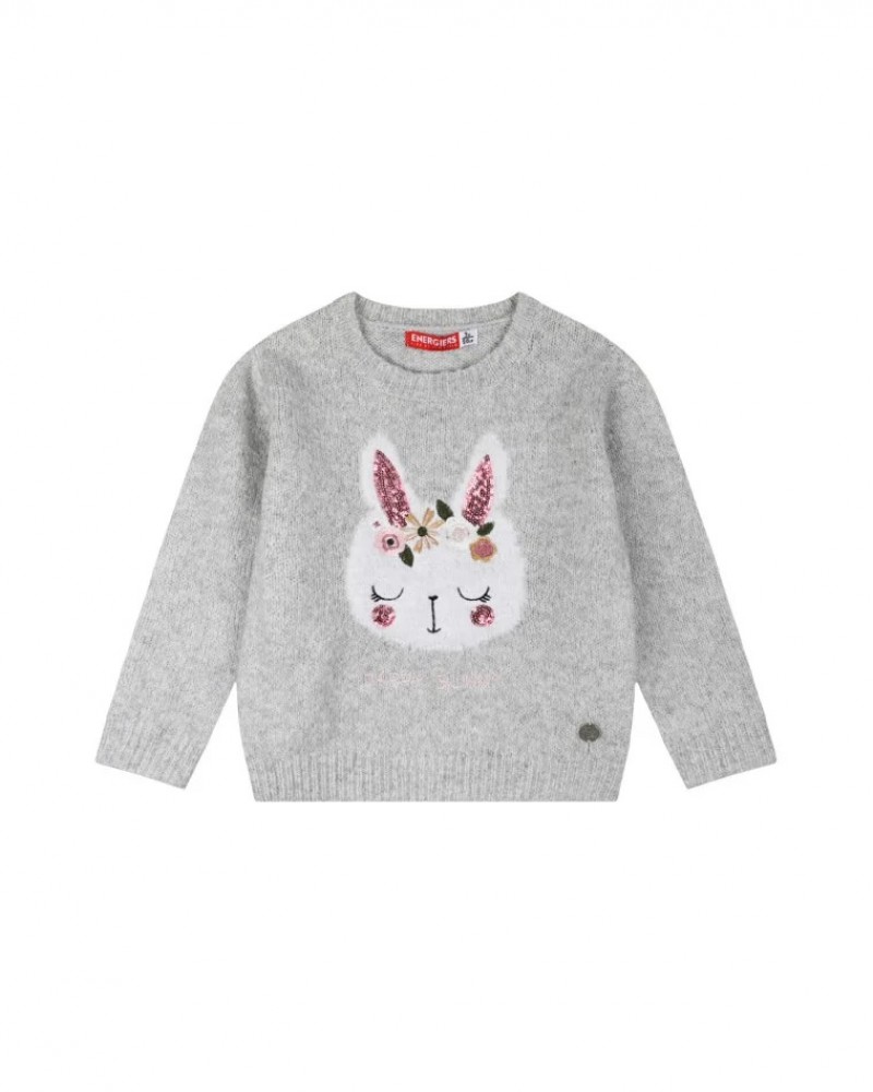 Παιδική Πλεκτή Μπλούζα Πουλόβερ Happy Bunny Κορίτσι (2-6) -Μελανζέ- 15-122303-6
