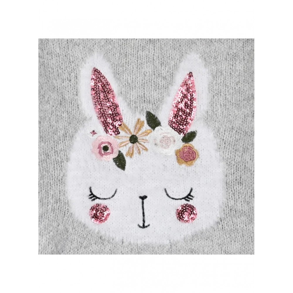 Παιδική Πλεκτή Μπλούζα Πουλόβερ Happy Bunny Κορίτσι (2-6) -Μελανζέ- 15-122303-6
