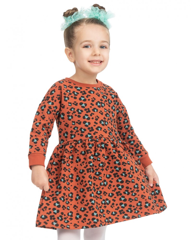 Παιδικό Φούτερ Φόρεμα Animal Print -Πάπρικα- 15-122332-7
