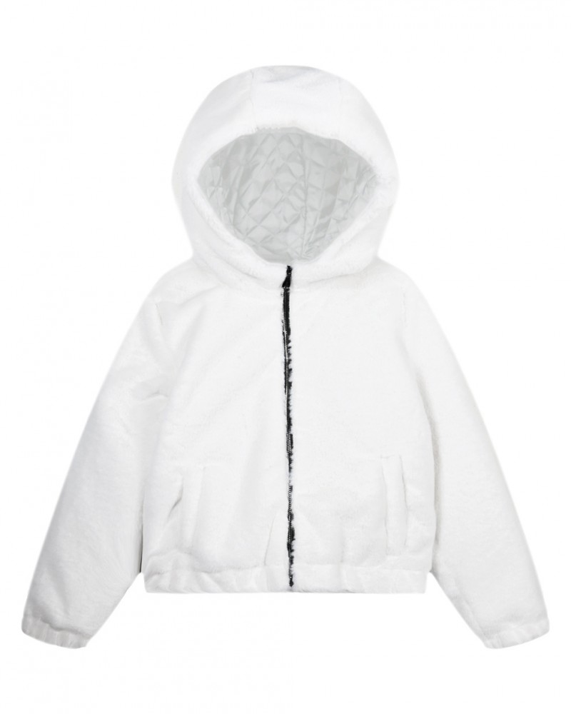 Παιδικό Bomber Jacket με Κουκούλα Από Συνθετική Γούνα Κορίτσι -Εκρού- 15-123303-1