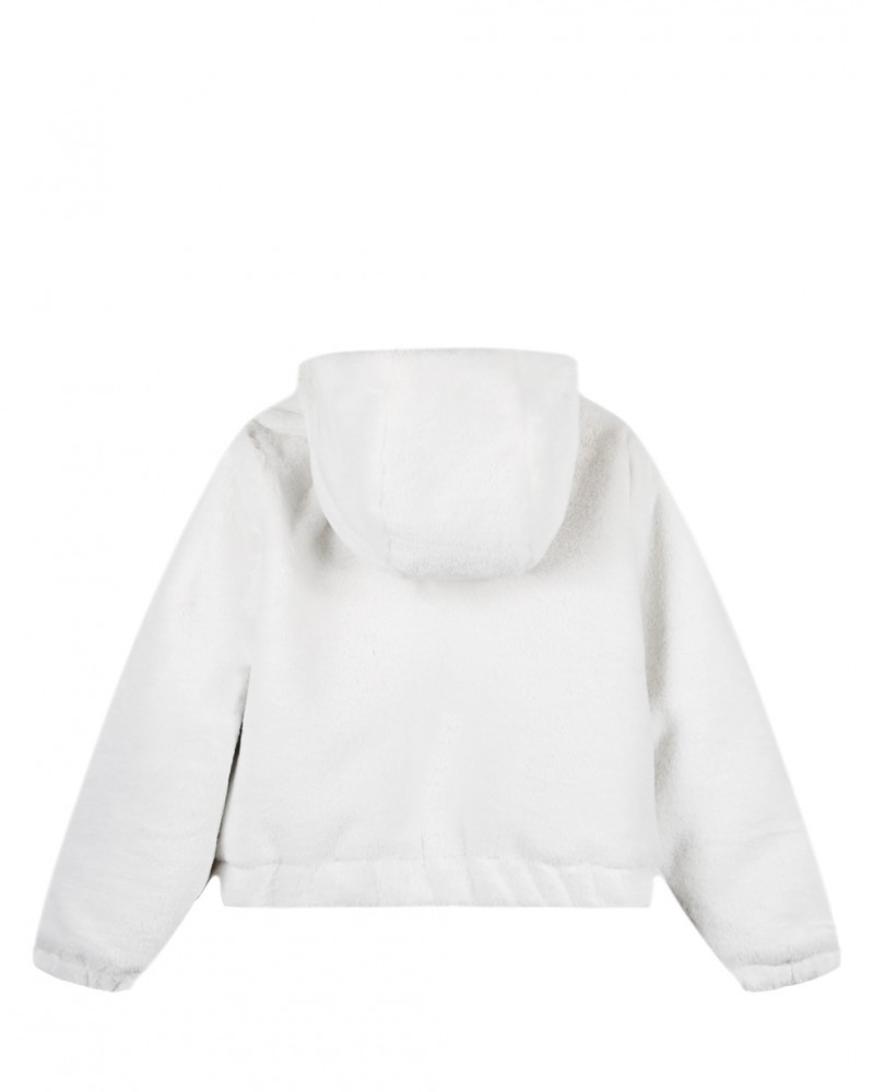 Παιδικό Bomber Jacket με Κουκούλα Από Συνθετική Γούνα Κορίτσι -Εκρού- 15-123303-1
